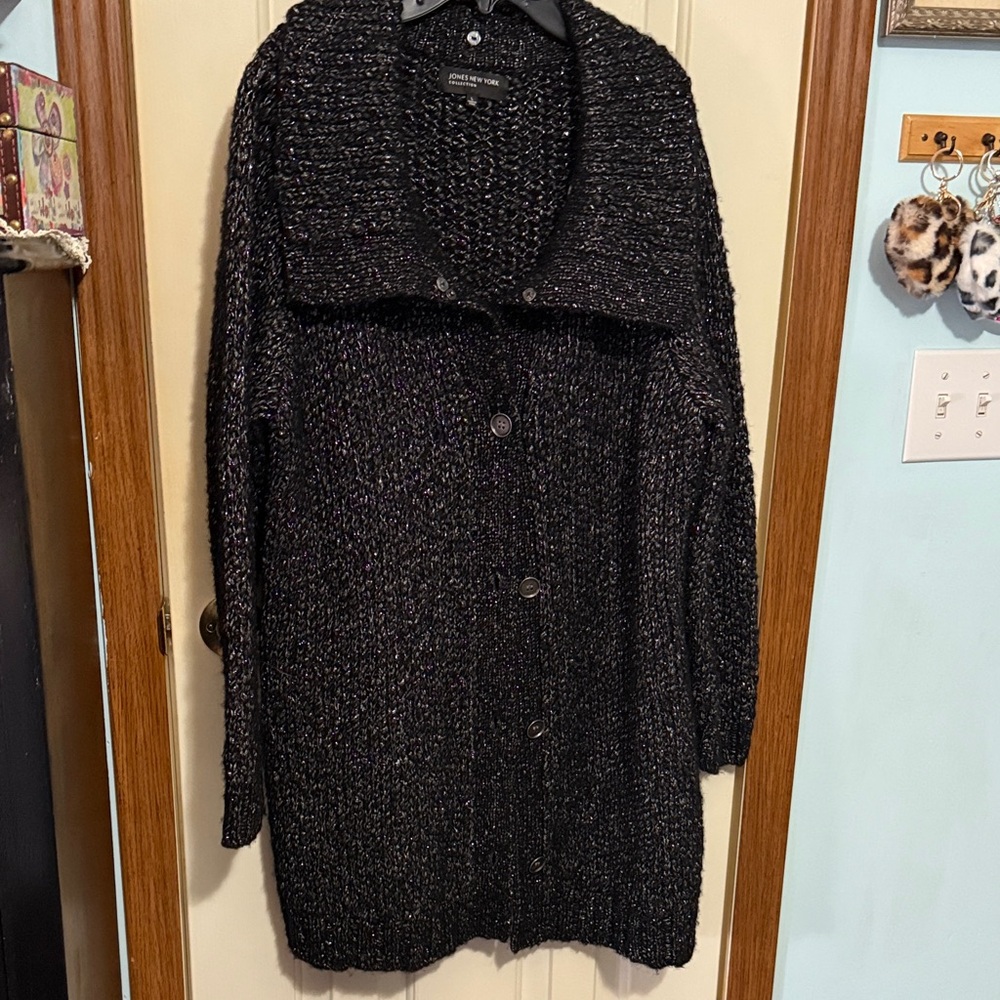 Jones New York Black Knit Cardigan size Large
